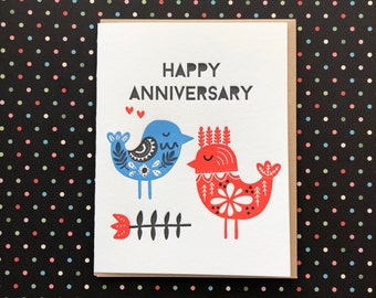 Anniversary Birds Letterpress Card