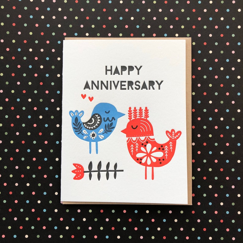 Anniversary Birds Letterpress Card image 1