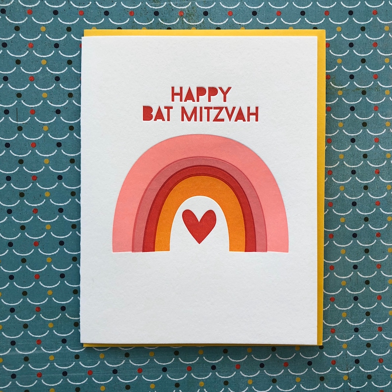 Bat Mitzvah Rainbow Letterpress Card image 2