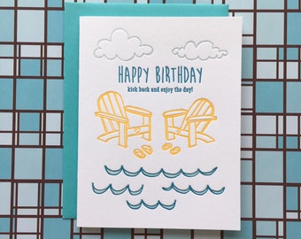 Beach Birthday Letterpress Card