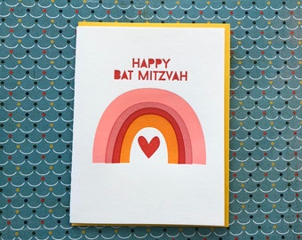 Bat Mitzvah Rainbow Letterpress Card