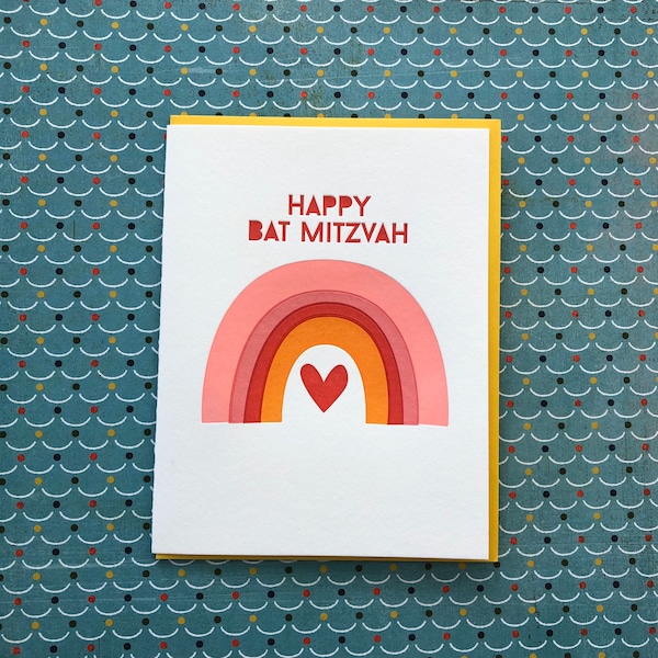 Bat Mitzvah Rainbow Letterpress Card