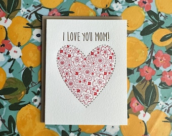 Floral Heart Mother's Day - letterpress card