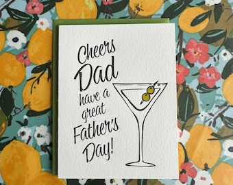 Father's Day Martini - letterpress card