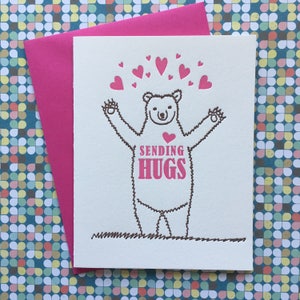 Letterpress Card Sending Hugs image 1