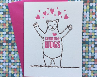 Letterpress Card - Sending Hugs