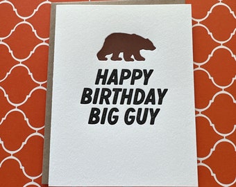 Happy Birthday Big Guy Letterpress Card