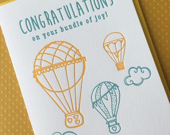 Balloon Bundle of Joy - letterpress card