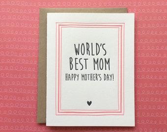 World's Best Mom - letterpress card (Mother's Day)