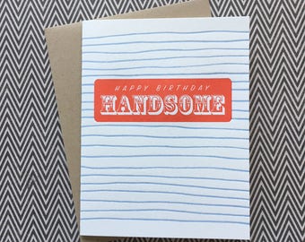 Letterpress Card - Happy Birthday Hansome