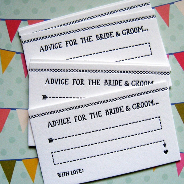 Letterpress Advice Cards - bride and groom (pack of 10)