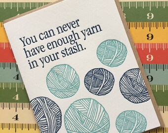 Never Enough Yarn - letterpress card