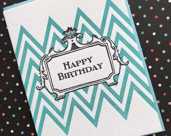 ZigZag Birthday - letterpress card