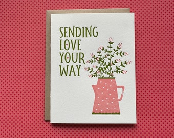 Sending Love Your Way - letterpress card