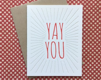 Letterpress Card - Yay You!