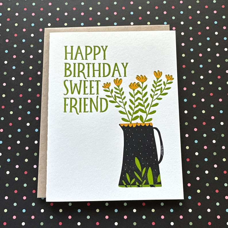 Happy Birthday Sweet Friend Letterpress Card - Etsy