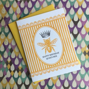 Queen Bee Birthday Letterpress Card