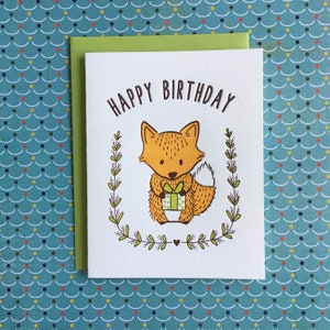 Fox Birthday Letterpress Card
