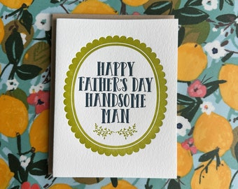Father's Day Green Frame - letterpress card