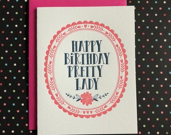 Pretty Lady Birthday Letterpress Card