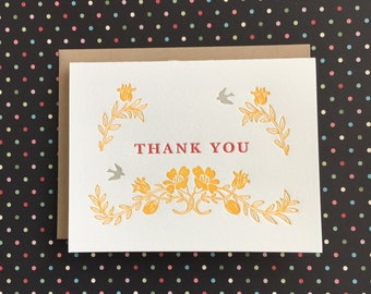 Thank You French Floral Letterpress Card