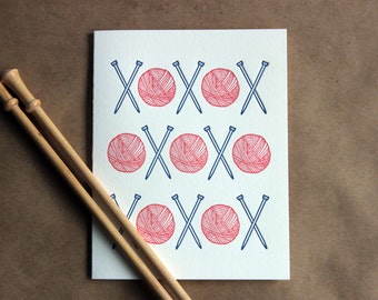 Knitting Love - letterpress card