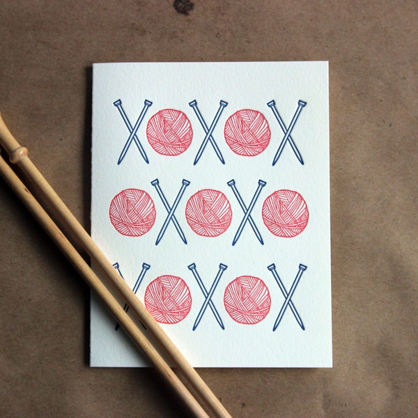 Knitting Love - letterpress card