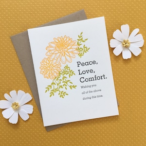 Peace, Love, Comfort Letterpress Card