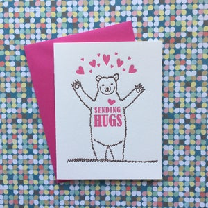 Letterpress Card Sending Hugs image 2