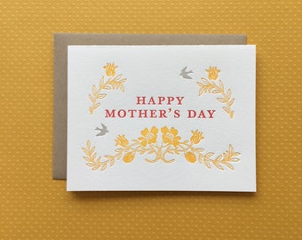 French Floral Mother's Day - letterpress card