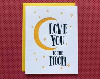 Big Love You Moon - letterpress card