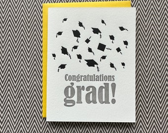 Graduation Hats Letterpress Card