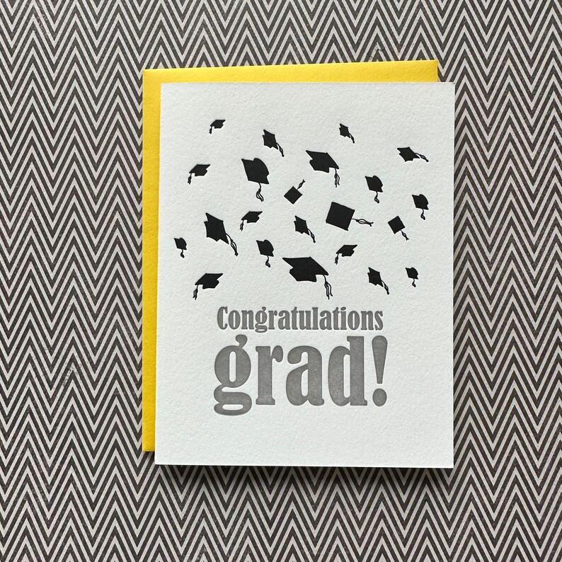 Graduation Hats Letterpress Card image 1