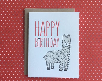 Llama Birthday Letterpress Card