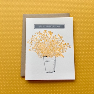 Mother's Day Bucket of Flowers letterpress card image 1