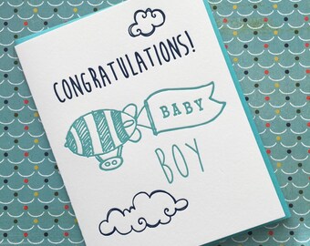 Congratulation Baby Boy - letterpress card
