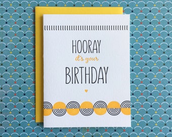 Hooray It's Your Birthday Letterpress Card