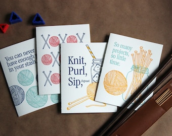 Yarn Card Set - letterpress (set of 4)