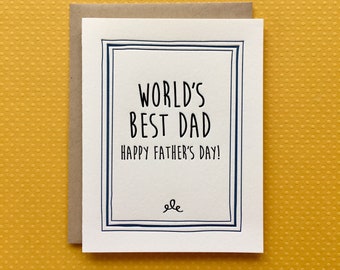 Worlds Best Dad - letterpress card (Father's Day)