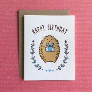 Hedgehog Birthday Letterpress Card