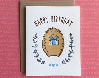 Hedgehog Birthday Letterpress Card