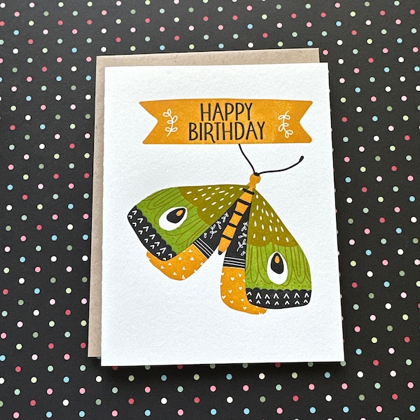 Happy Birthday Butterfly Letterpress Card