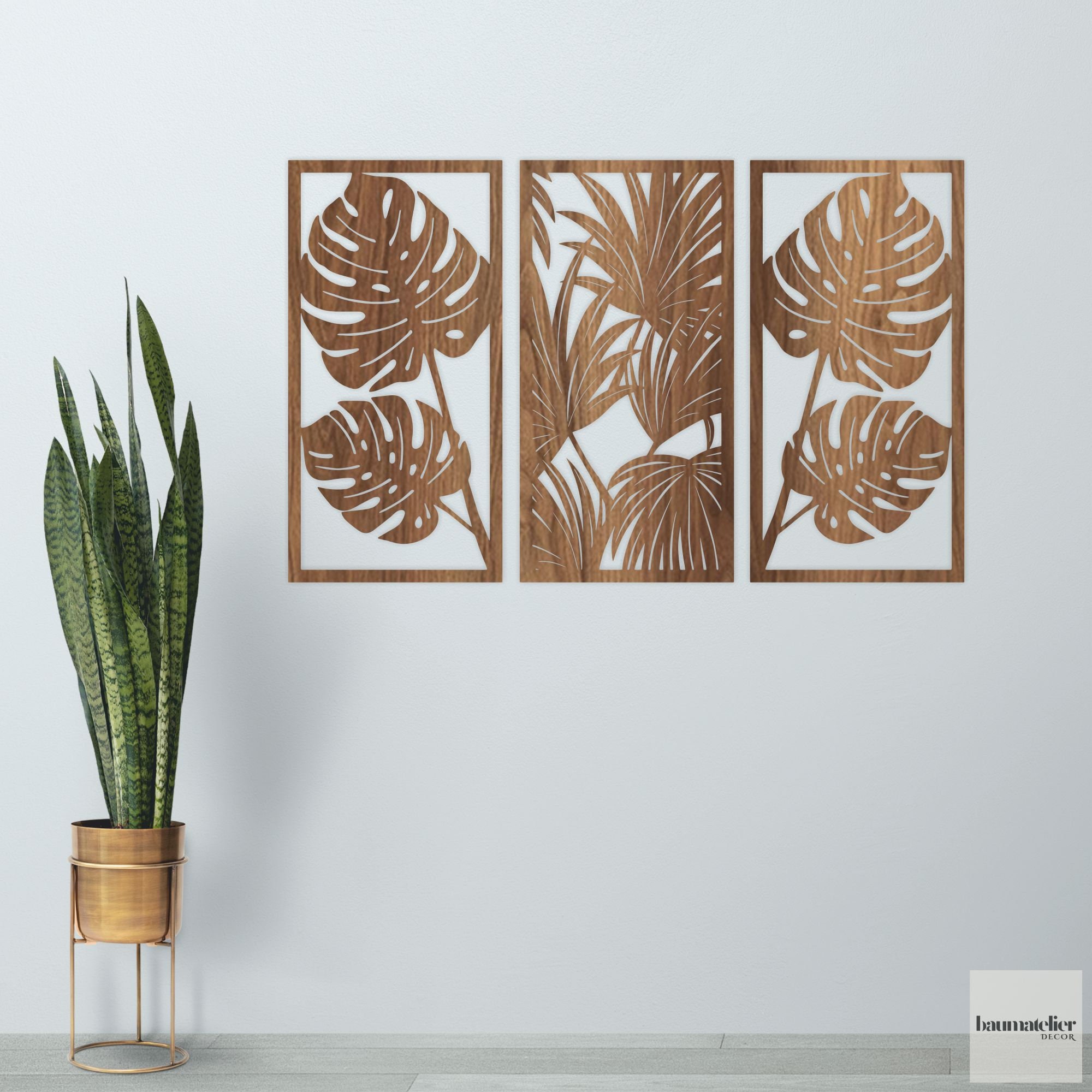 Tropical Leaves Set of 3 Wall Decor, Leaves Wall Art, Palmtree Wall Art ...