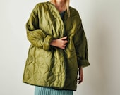 Vintage Army Green Quilted Liner Coat