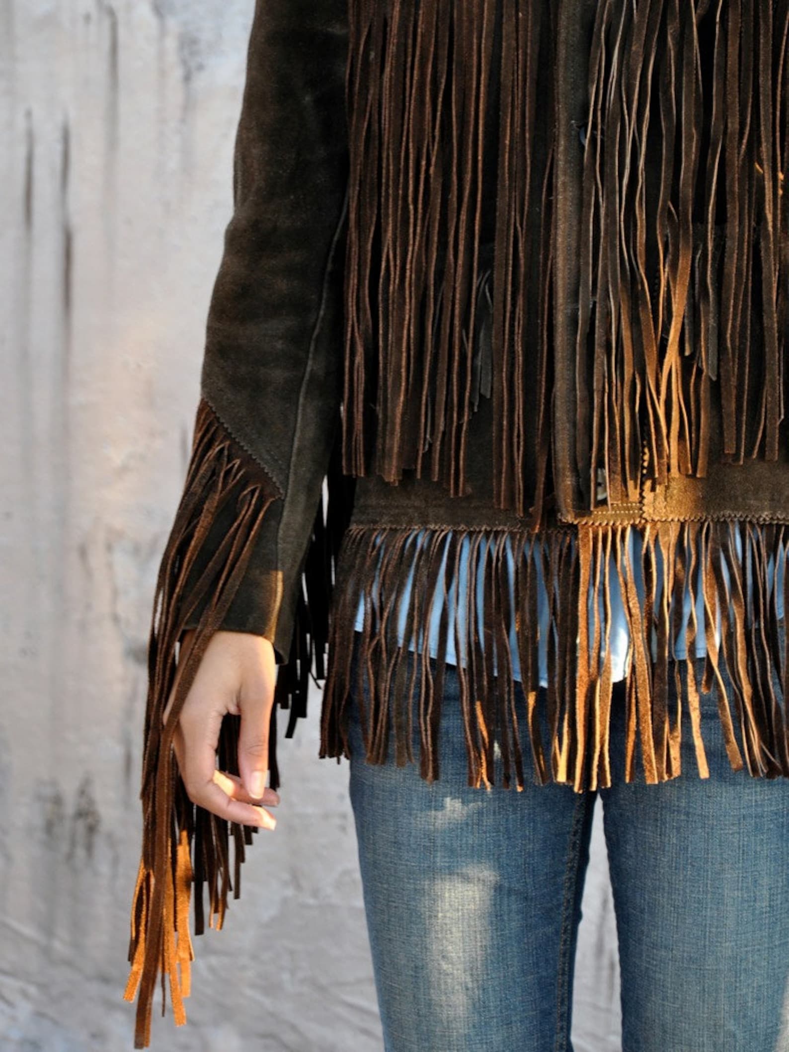 Vintage 70s suede LONG FRINGE leather southwest jacket | Etsy
