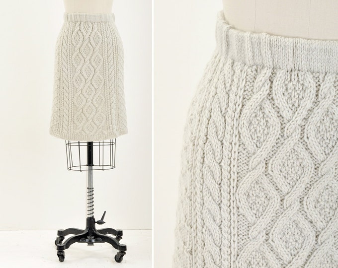 Vintage Cable Knit Sweater Skirt Etsy
