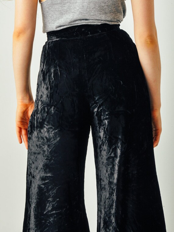 Vintage Black Velvet Wide Leg Pants - Etsy