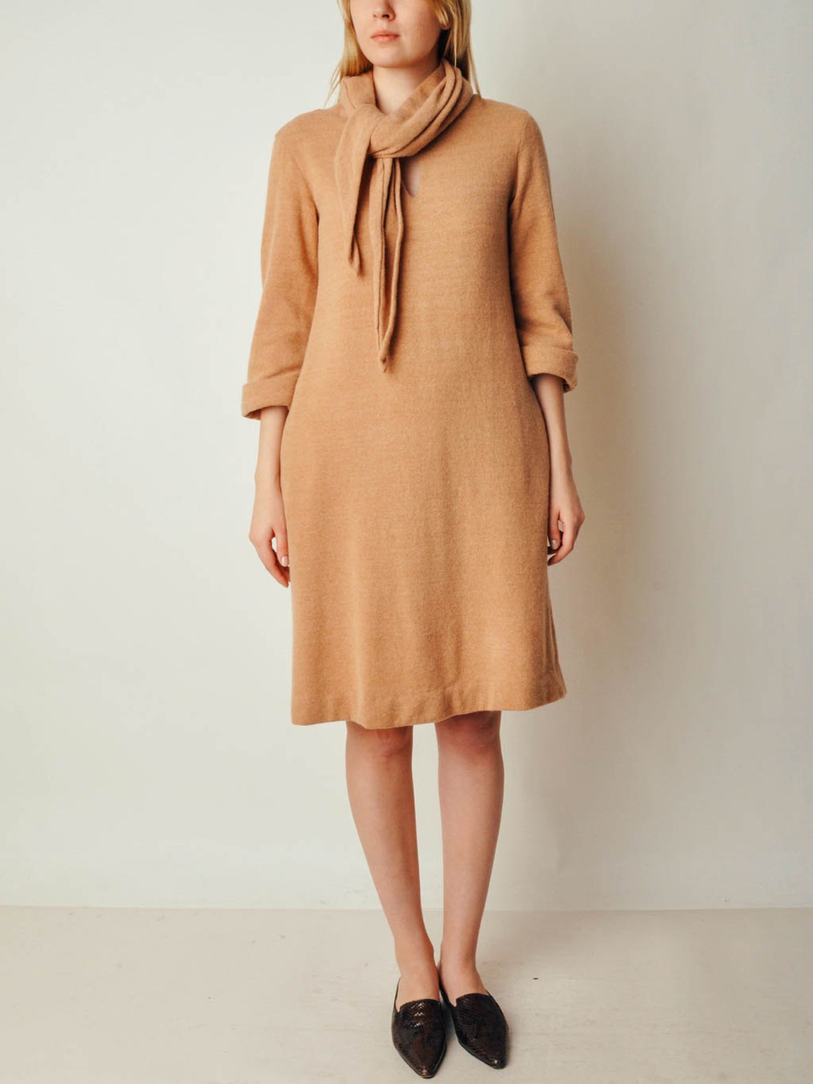 Vintage Camel Sweater Dress Etsy