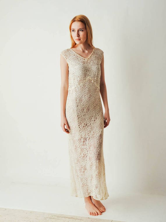 30s Ivory Lace Dress