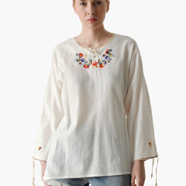 Vintage Embroidered Linen Tunic